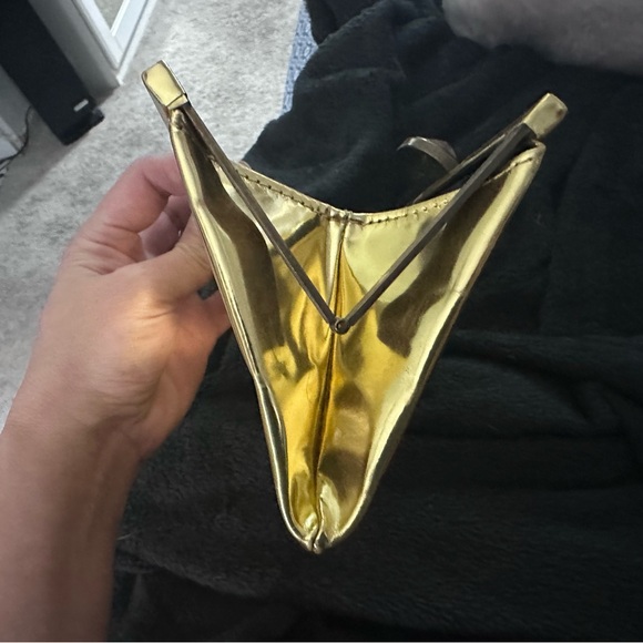 Malini Murjani Mirrored Gold “Samara” Specchio Leather Framed Clutch $625 - Picture 8 of 11